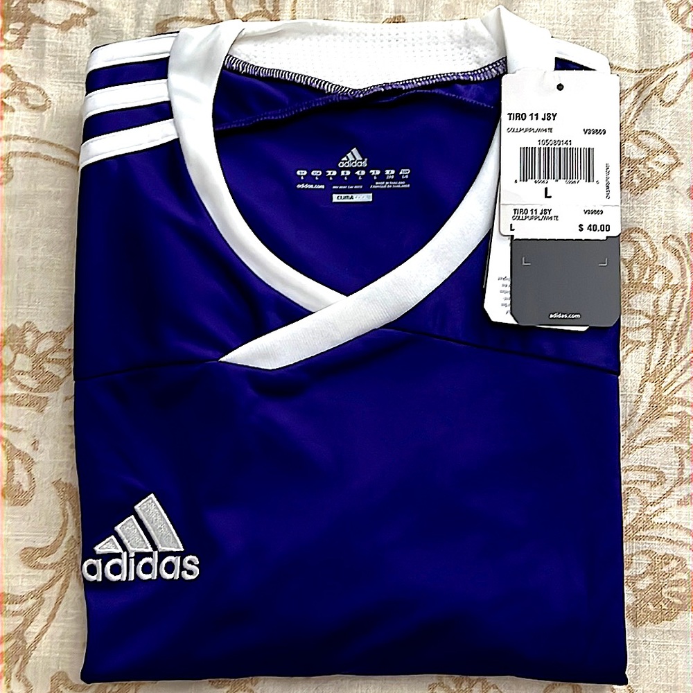 adidas Men’s Large Tiro 11 Soccer Jersey Purple/White NWT